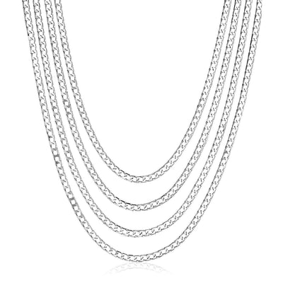 Sterling Silver 18 inch Four Strand Polished Link Necklace freeshipping - Higher Class Elegance