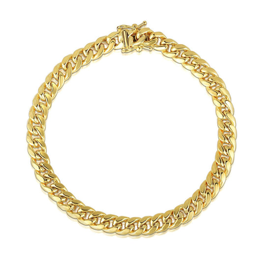 6.9mm 14k Yellow Gold Semi Solid Miami Cuban Bracelet freeshipping - Higher Class Elegance