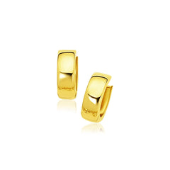 14k Yellow Gold Snuggable Hoop Earrings freeshipping - Higher Class Elegance