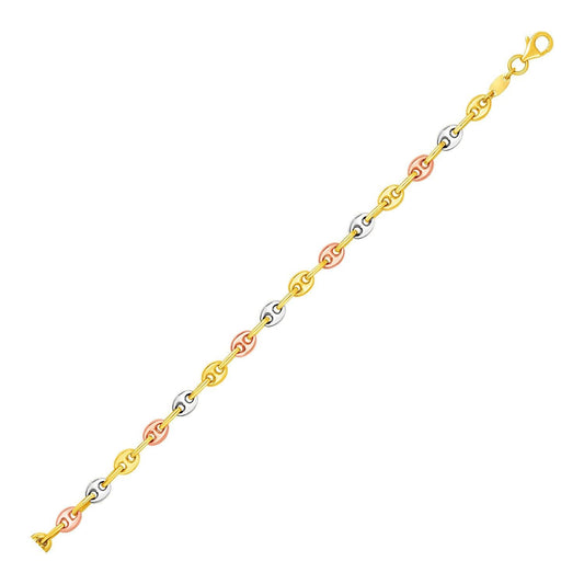 14k Tri Color Gold Mariner Link Bracelet freeshipping - Higher Class Elegance