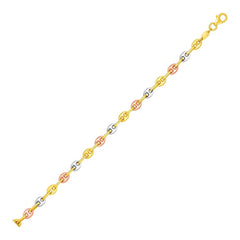 14k Tri Color Gold Mariner Link Bracelet freeshipping - Higher Class Elegance