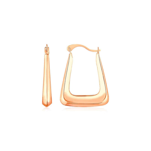 14k Rose Gold Polished Square Hoop Earrings freeshipping - Higher Class Elegance