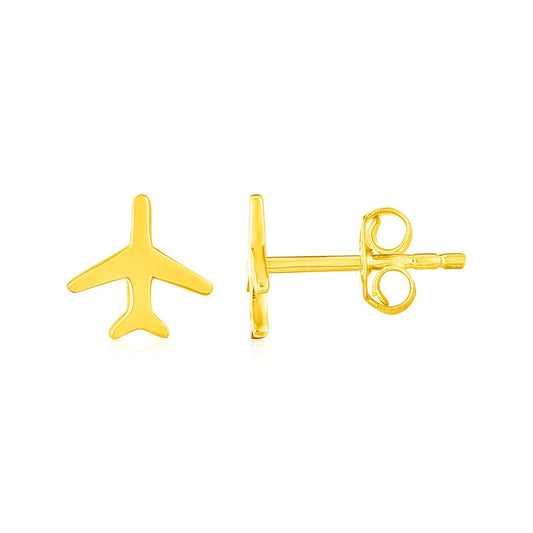 14K Yellow Gold Airplane Earrings freeshipping - Higher Class Elegance