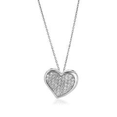 Sterling Silver Heart Necklace with Cubic Zirconias freeshipping - Higher Class Elegance