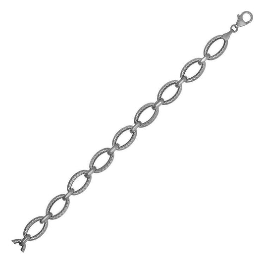 Textured Oval Link Bracelet in 14k White Gold freeshipping - Higher Class Elegance