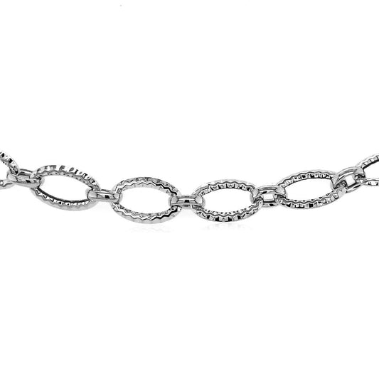 Textured Oval Link Bracelet in 14k White Gold freeshipping - Higher Class Elegance