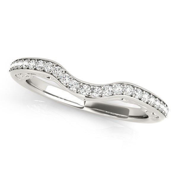 14k White Gold Prong Set Curved Diamond Wedding Ring (1/6 cttw) freeshipping - Higher Class Elegance