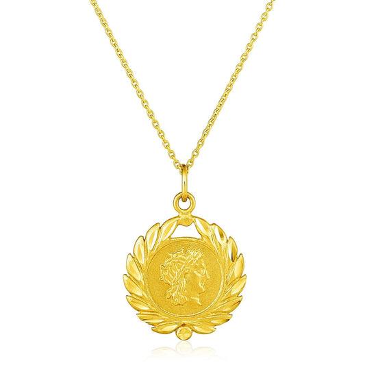 14k Yellow Gold with Roman Coin Pendant freeshipping - Higher Class Elegance