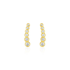 14k Yellow Gold Graduated Circles Climber Post Earrings with Cubic Zirconias freeshipping - Higher Class Elegance