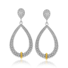 18k Yellow Gold & Sterling Silver Diamond Accented Graduated Popcorn Earrings freeshipping - Higher Class Elegance