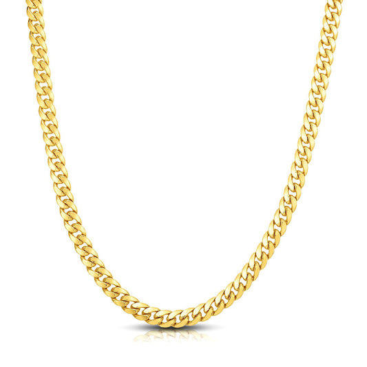 7.1mm 10k Yellow Gold Classic Miami Cuban Solid Chain