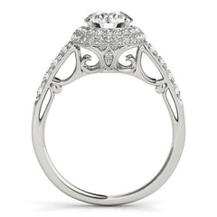 14k White Gold Halo Style Diamond Engagement Pave Shank Ring (1 1/2 cttw) freeshipping - Higher Class Elegance