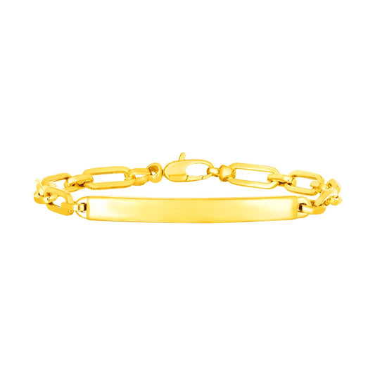 14K Yellow Gold Paperclip Chain ID Bracelet