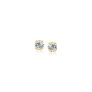14k Yellow Gold Stud Earrings with Faceted White Cubic Zirconia freeshipping - Higher Class Elegance
