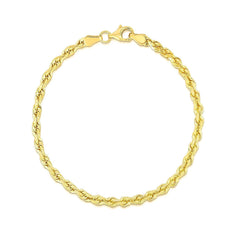 4.0mm 10k Yellow Gold Solid Diamond Cut Rope Bracelet freeshipping - Higher Class Elegance