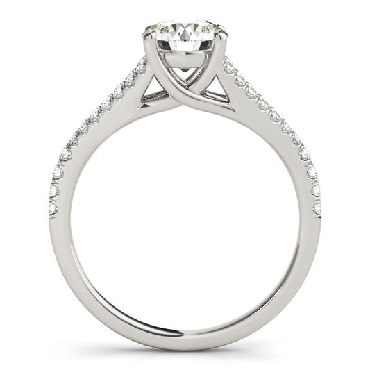 14k White Gold Split Shank Round Pronged Diamond Engagement Ring (1 1/8 cttw)