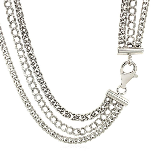 Sterling Silver 18 inch Three Strand Multiple Link Necklace freeshipping - Higher Class Elegance