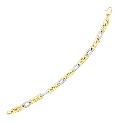 14k Two-Tone Gold Long and Short Style Oval Link Bracelet freeshipping - Higher Class Elegance