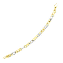 14k Two-Tone Gold Long and Short Style Oval Link Bracelet freeshipping - Higher Class Elegance