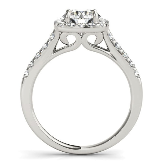 Square Shape Halo Diamond Engagement Ring in 14k White Gold (1 1/2 cttw)