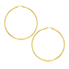 14k Yellow Gold Polished Large Round Hoop Earrings freeshipping - Higher Class Elegance