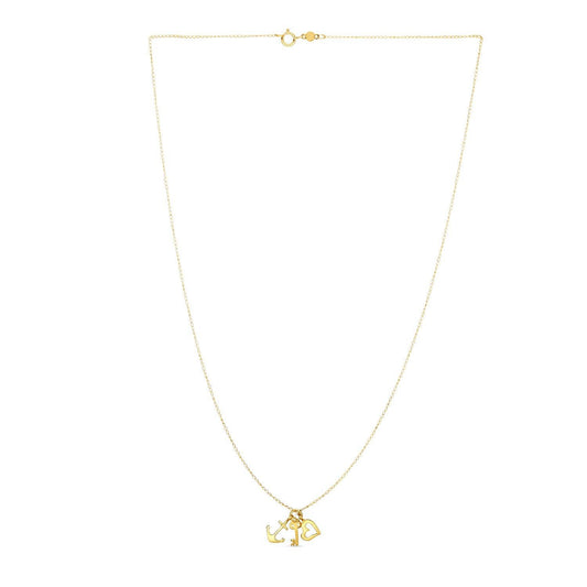 14k Yellow Gold Anchor,  Heart,  and Skeleton Key Cluster Charm Necklace freeshipping - Higher Class Elegance