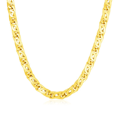 14k Yellow Gold Mens Polished Abstract Link Necklace freeshipping - Higher Class Elegance