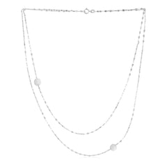 14k White Gold Two Strand Necklace with Disc freeshipping - Higher Class Elegance