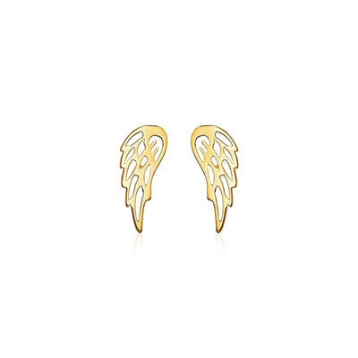 14k Yellow Gold Polished Wing Post Earrings freeshipping - Higher Class Elegance