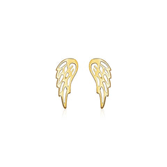 14k Yellow Gold Polished Wing Post Earrings freeshipping - Higher Class Elegance
