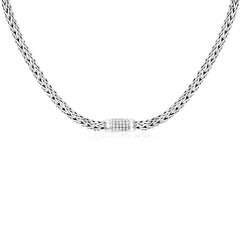 Sterling Silver Woven Necklace with White Sapphire Accents freeshipping - Higher Class Elegance