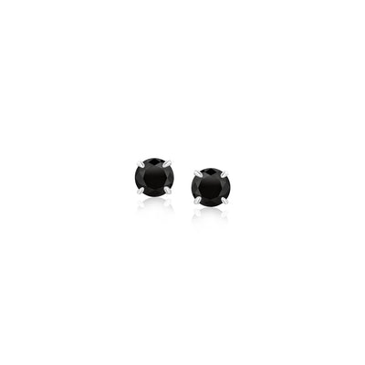 14k White Gold Stud Earrings with Black 4mm Cubic Zirconia freeshipping - Higher Class Elegance