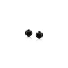 14k White Gold Stud Earrings with Black 4mm Cubic Zirconia freeshipping - Higher Class Elegance