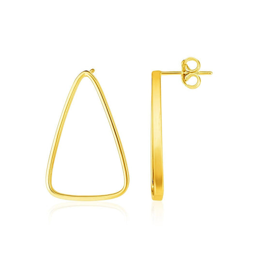 14k Yellow Gold Polished Open Triangle Post Earrings freeshipping - Higher Class Elegance