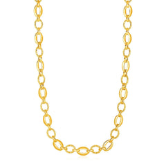 Shiny and Textured Oval Link Necklace in 14k Yellow Gold freeshipping - Higher Class Elegance