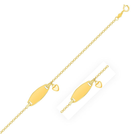 14k Yellow Gold Heart Accented Children's Cable Chain ID Bracelet freeshipping - Higher Class Elegance