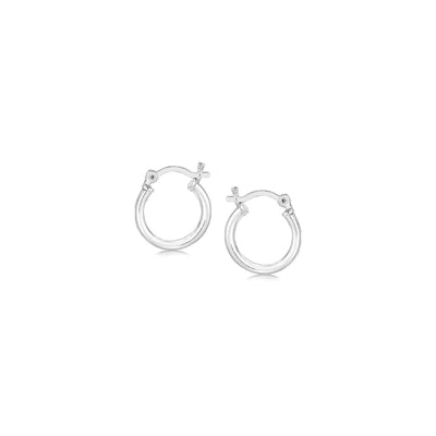 Sterling Silver Rhodium Plated Thin and Small Polished Hoop Earrings (10mm) freeshipping - Higher Class Elegance