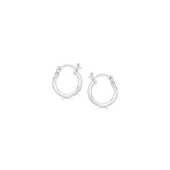 Sterling Silver Rhodium Plated Thin and Small Polished Hoop Earrings (10mm) freeshipping - Higher Class Elegance