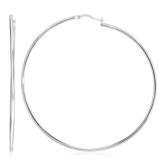 Sterling Silver Large Half Round Polished Hoop Earrings freeshipping - Higher Class Elegance