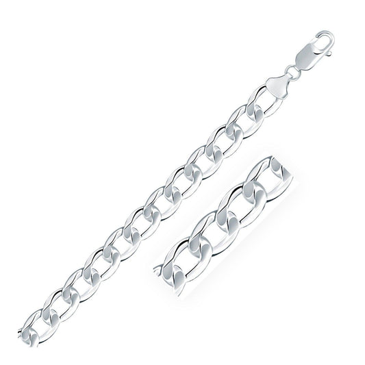 Rhodium Plated 8.4mm Sterling Silver Curb Style Bracelet freeshipping - Higher Class Elegance