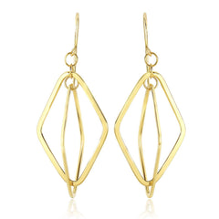 14k Yellow Gold Flat Open Diamond Interlaced Style Drop Earrings freeshipping - Higher Class Elegance