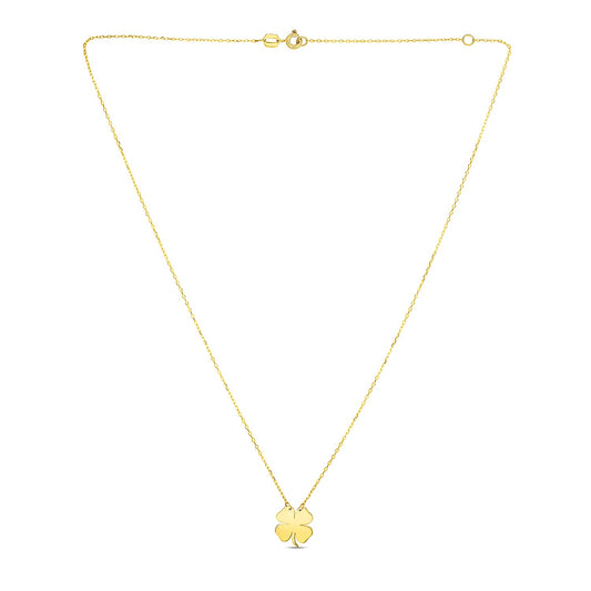 14K Yellow Gold Four Leaf Clover Necklace