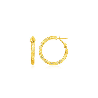 14k Yellow Gold Petite Twisted Round Hoop Earrings freeshipping - Higher Class Elegance