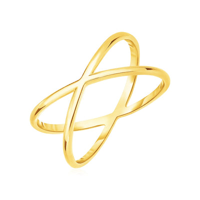 14k Yellow Gold Polished X Profile Ring freeshipping - Higher Class Elegance