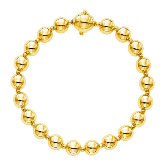 14k Yellow Gold 7 3/4 inch Polished Bead Bracelet freeshipping - Higher Class Elegance