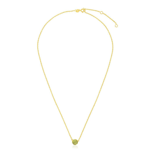 14k Yellow Gold 17 inch Necklace with Round Peridot freeshipping - Higher Class Elegance