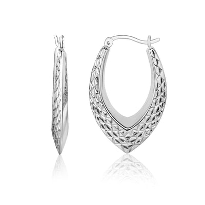 Sterling Silver Fancy Weave Style Texture Hoop Earrings freeshipping - Higher Class Elegance