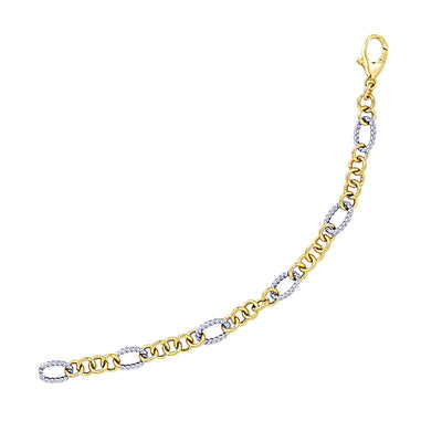 14k Two-Tone Gold Rope Motif Oval and Round Link Chain Bracelet freeshipping - Higher Class Elegance