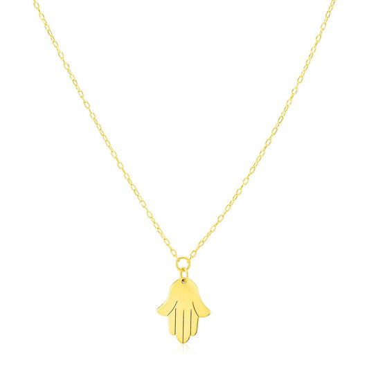 14K Yellow Gold Hand of Hamsa Necklace freeshipping - Higher Class Elegance