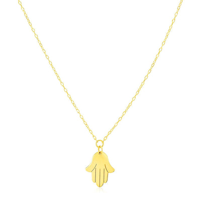 14K Yellow Gold Hand of Hamsa Necklace freeshipping - Higher Class Elegance